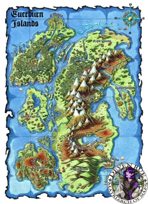 Everburn Islands Fantasy Map Canvas - Deven Rue Cartography
