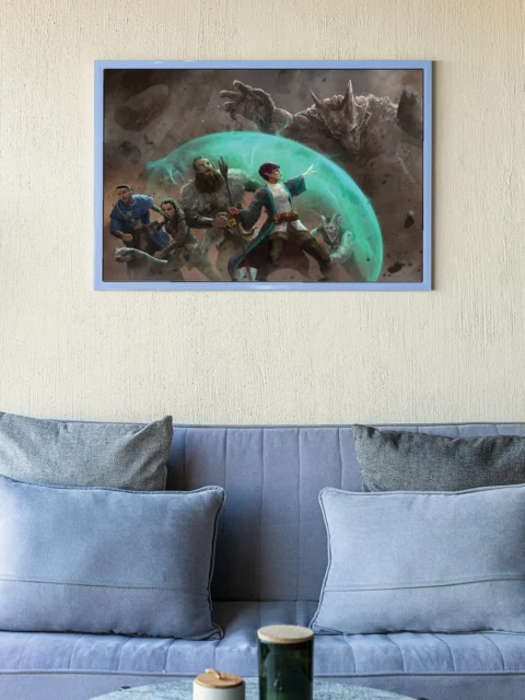 Green arcane barrier curving over a tight defensive cluster