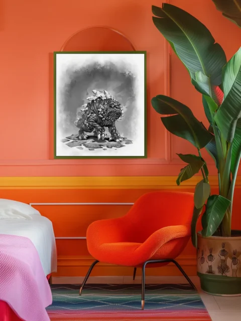 Galeb Duhr fantasy art print with crystal-covered armor