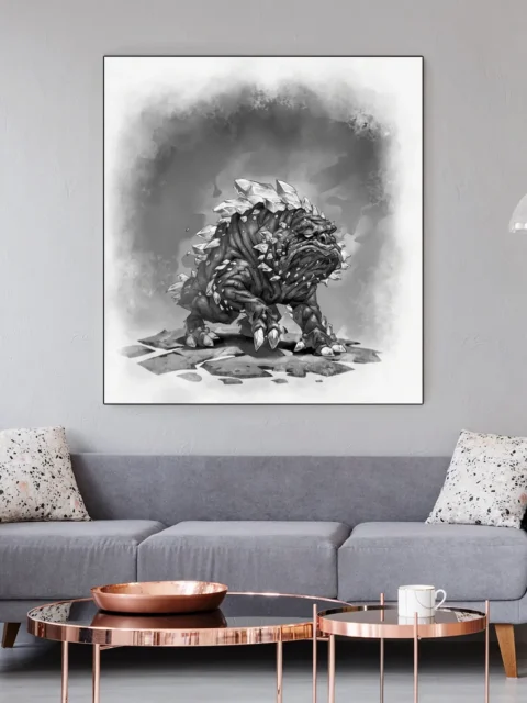 Galeb Duhr fantasy art print in dramatic grayscale