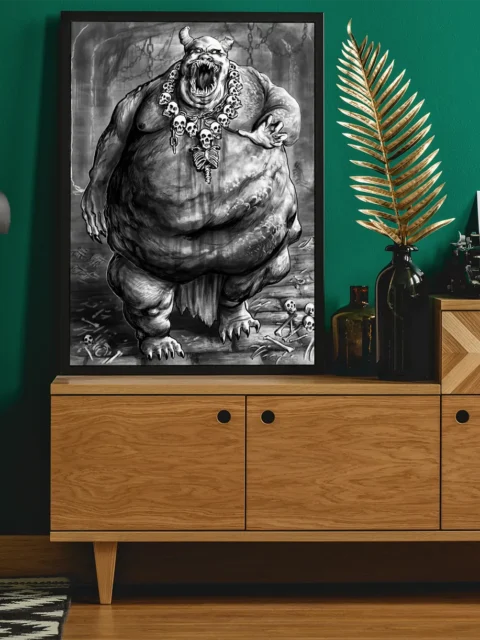 Skulls and broken bones scattered across the floor