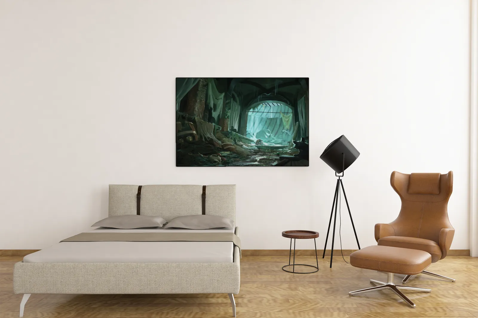 Gutter Gnolls fantasy canvas artwork with damp stone arches and debris