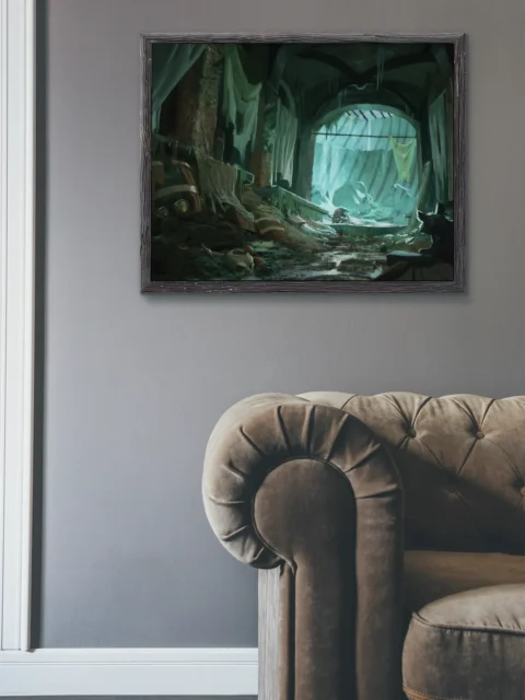 Gutter Gnolls fantasy canvas artwork depicting lurking figures in shadow