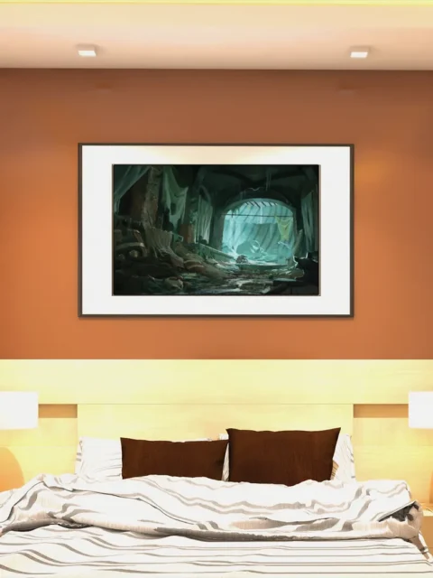 Dark sewer corridor filled with water and scattered remains