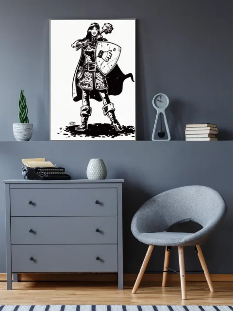 Armored warrior standing confidently