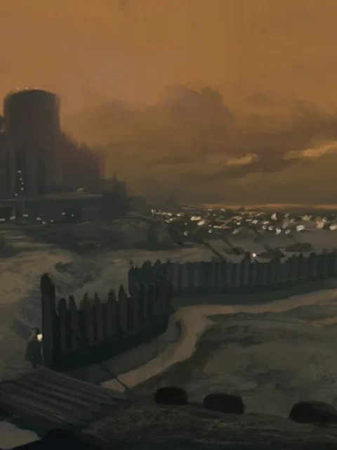 Hobgoblins fine art canvas artwork showing fortified shoreline