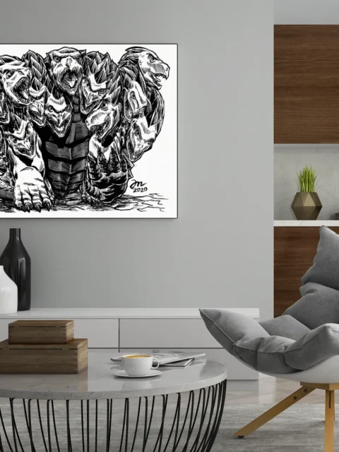 Serpentine creature with repeating jaws