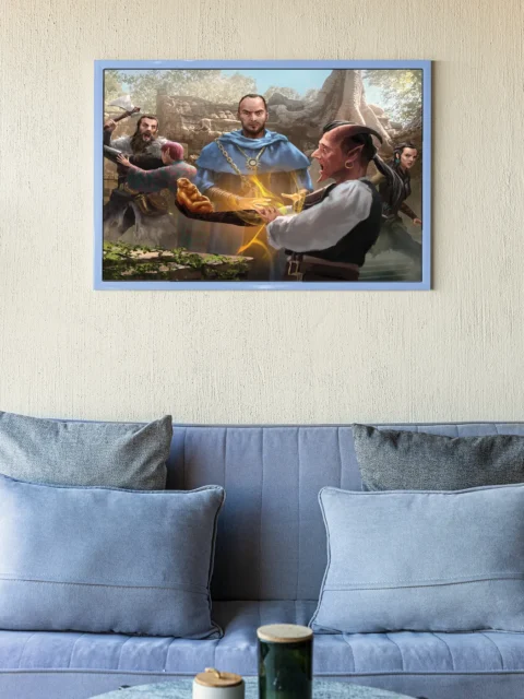 Idol canvas art print depicting tense confrontation scene