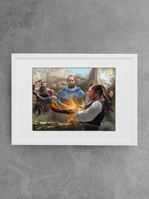 Glowing artifact held between opposing hands