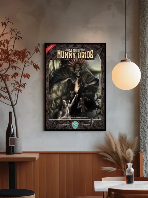 Adventurer confronting skeletal guardians in a jungle chamber