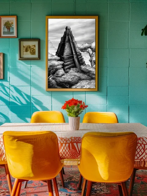 Ancient stepped temple emerging from overgrown forest