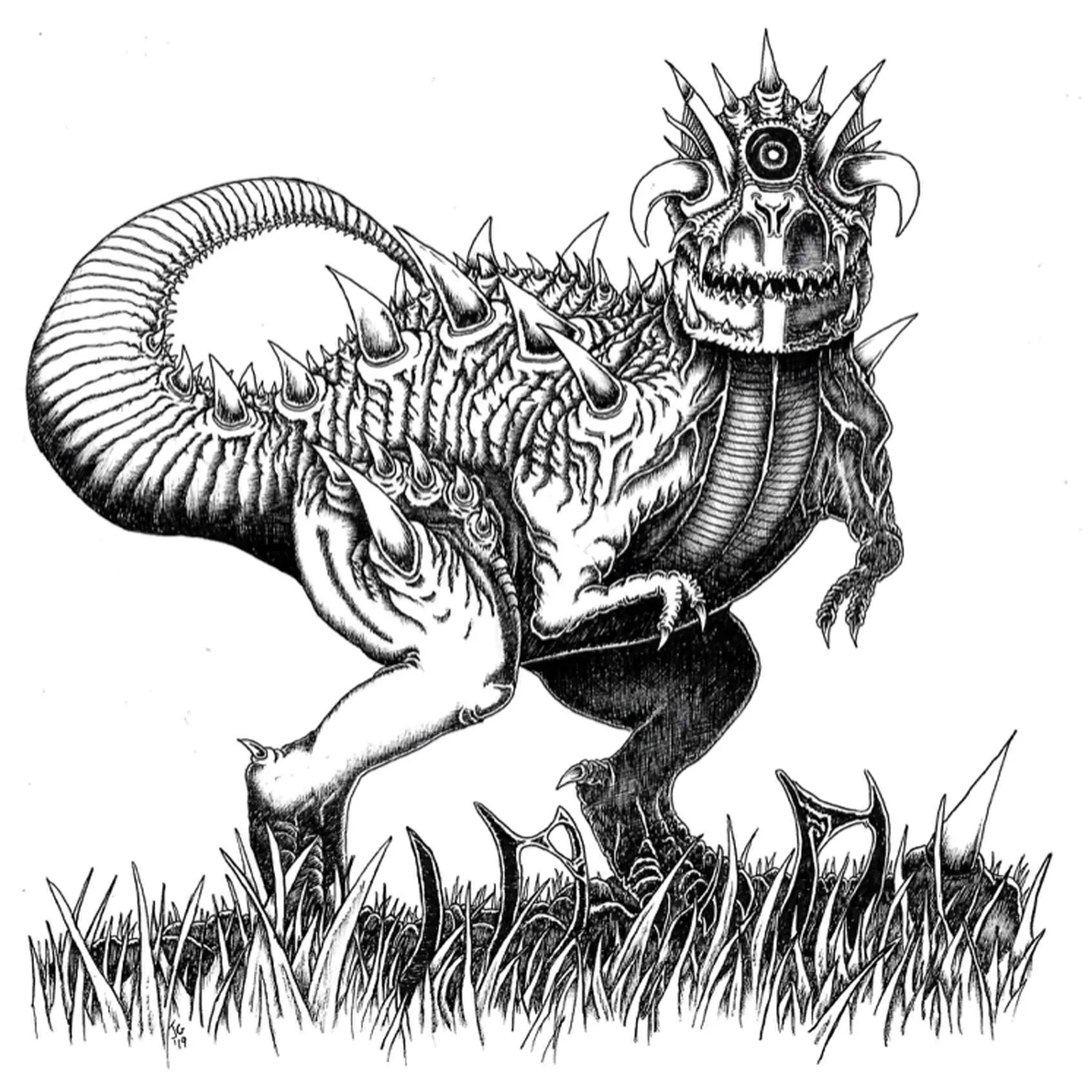 cyclopean kaiju illustration, giant monster artwork, single-eyed creature art, mythic beast drawing