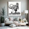 Kaiju Deadeye fantasy canvas art with spined monster form