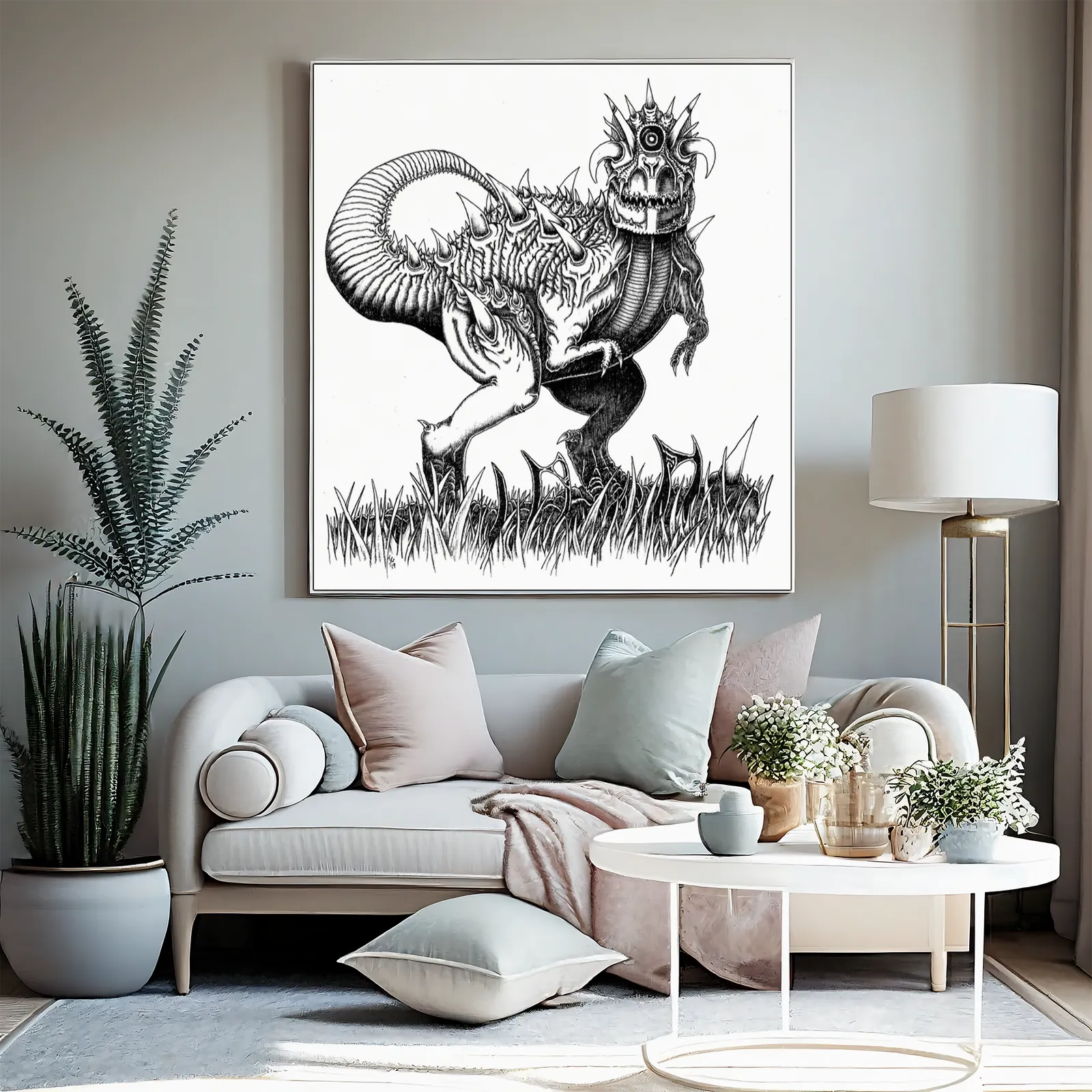 Kaiju Deadeye fantasy canvas art with spined monster form