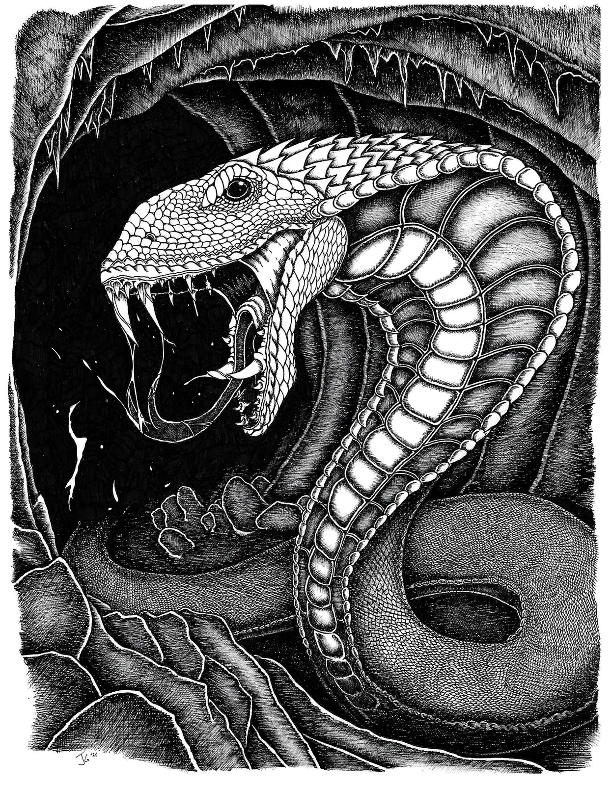 Kaiju Gallowmaw fantasy canvas art with coiled monster