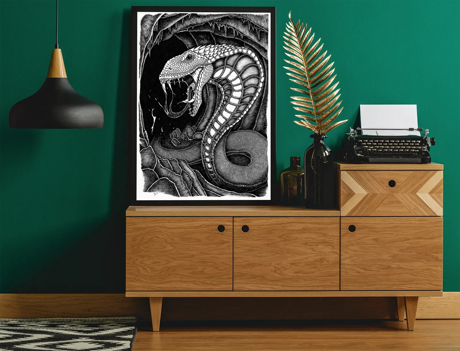 Kaiju Gallowmaw fantasy canvas art in dark cavern
