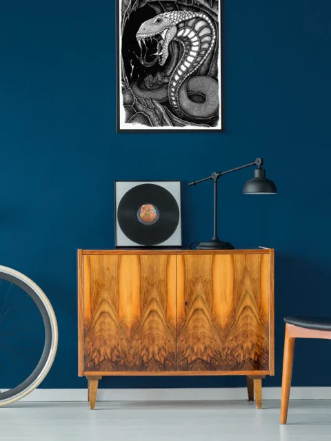 Large reptilian creature emerging from a cave