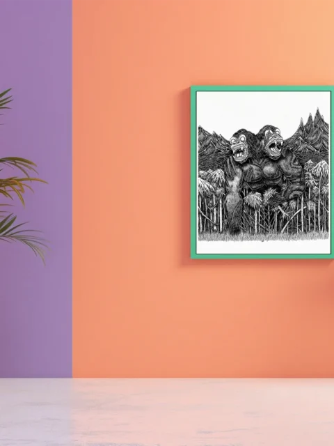 Kaiju Grulok fantasy canvas art showing jungle monster