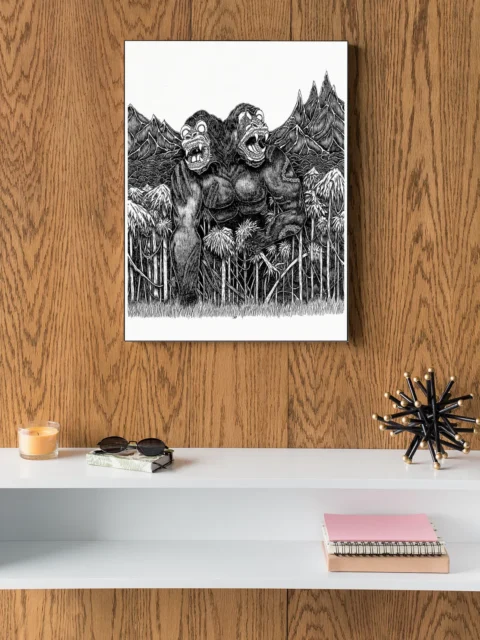 Kaiju Grulok fantasy canvas art in high contrast