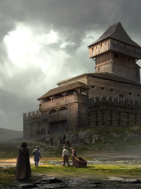 Keeps fantasy canvas artwork showing fortified hilltop structure