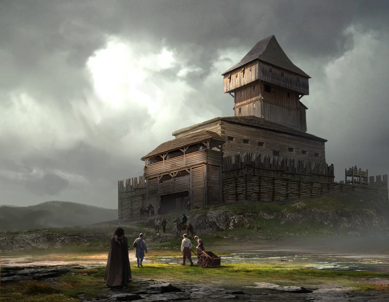 Keeps fantasy canvas artwork showing fortified hilltop structure