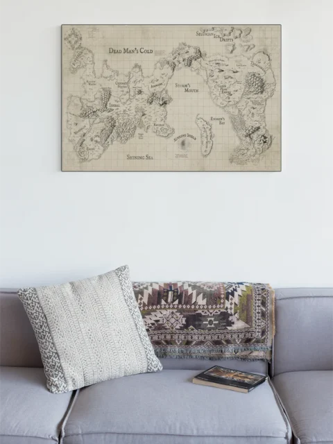 Fantasy Kroako ancient world map canvas illustration