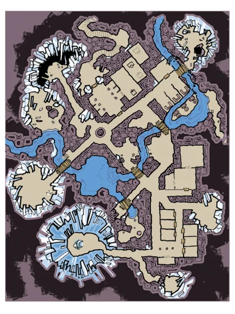 Glimmering Crypt Loun King MAP fantasy art print dungeon layout