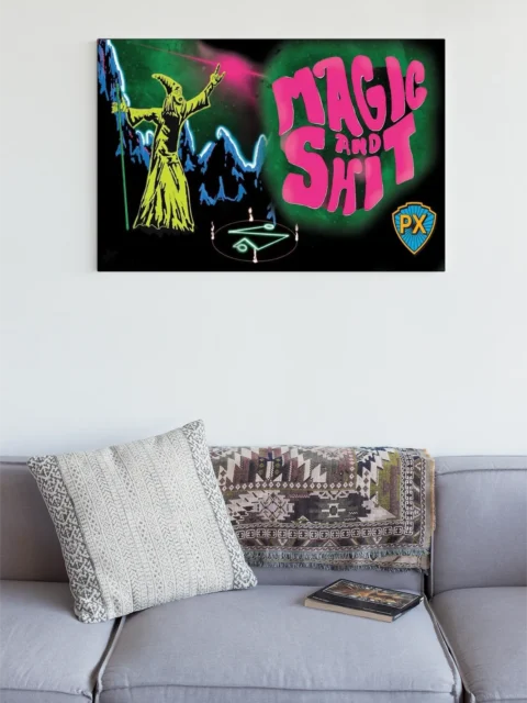 Magic N Shit Small fantasy canvas art in neon magical chaos