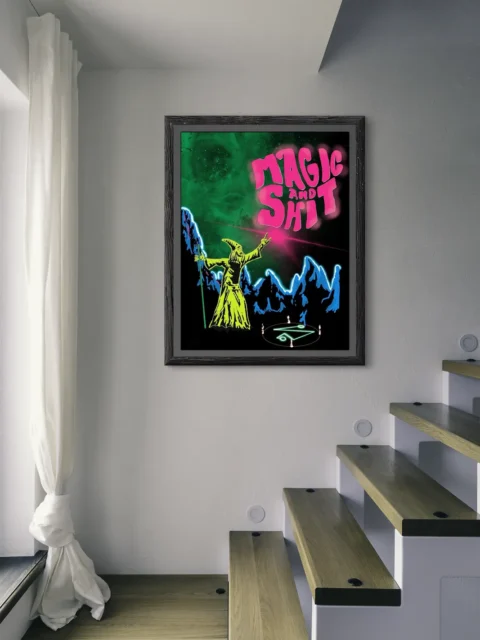 Magic N Shit fantasy canvas art in neon color clash