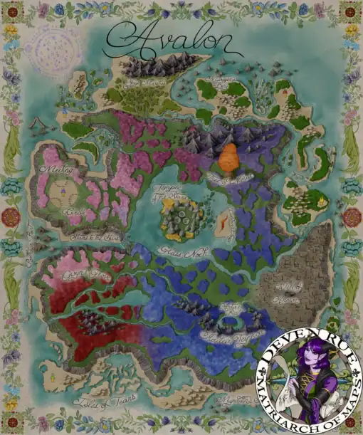 Avalon Fantasy World Map Canvas Print by Deven Rue