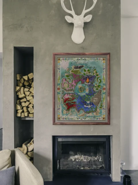 Detailed Map of Avalon mythic island realm canvas artwork
