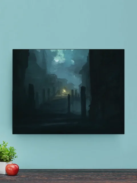 Mongrelfolk canvas art print depicting a hidden settlement passage
