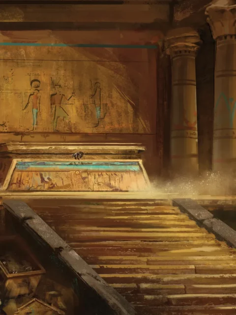 Mummies fantasy wall art showing an ancient burial chamber