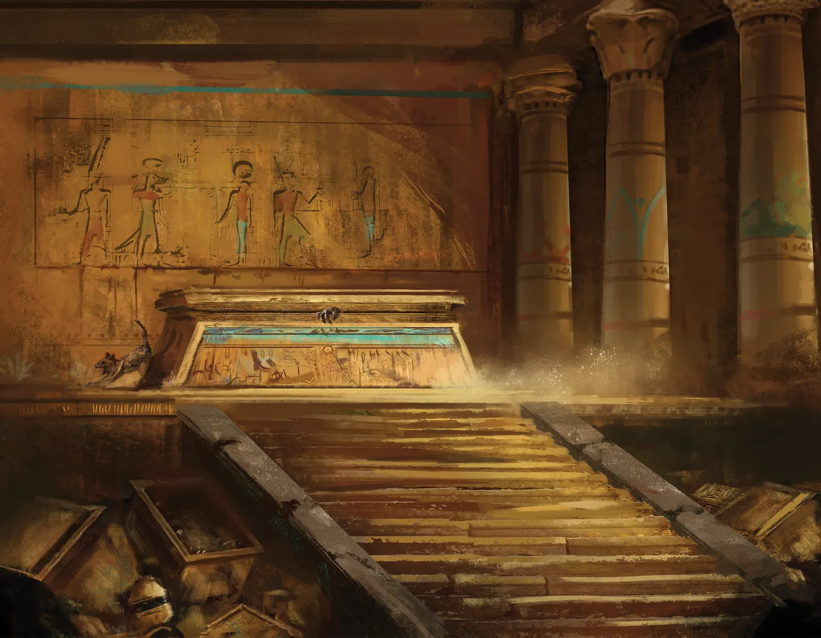 Mummies fantasy wall art showing an ancient burial chamber