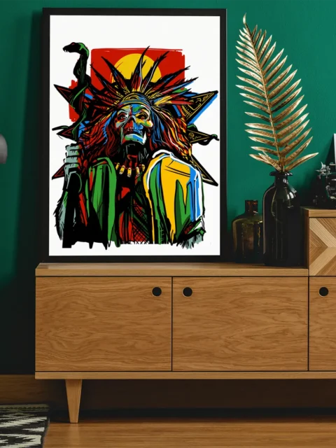 Colorful fantasy illustration of a ritual character