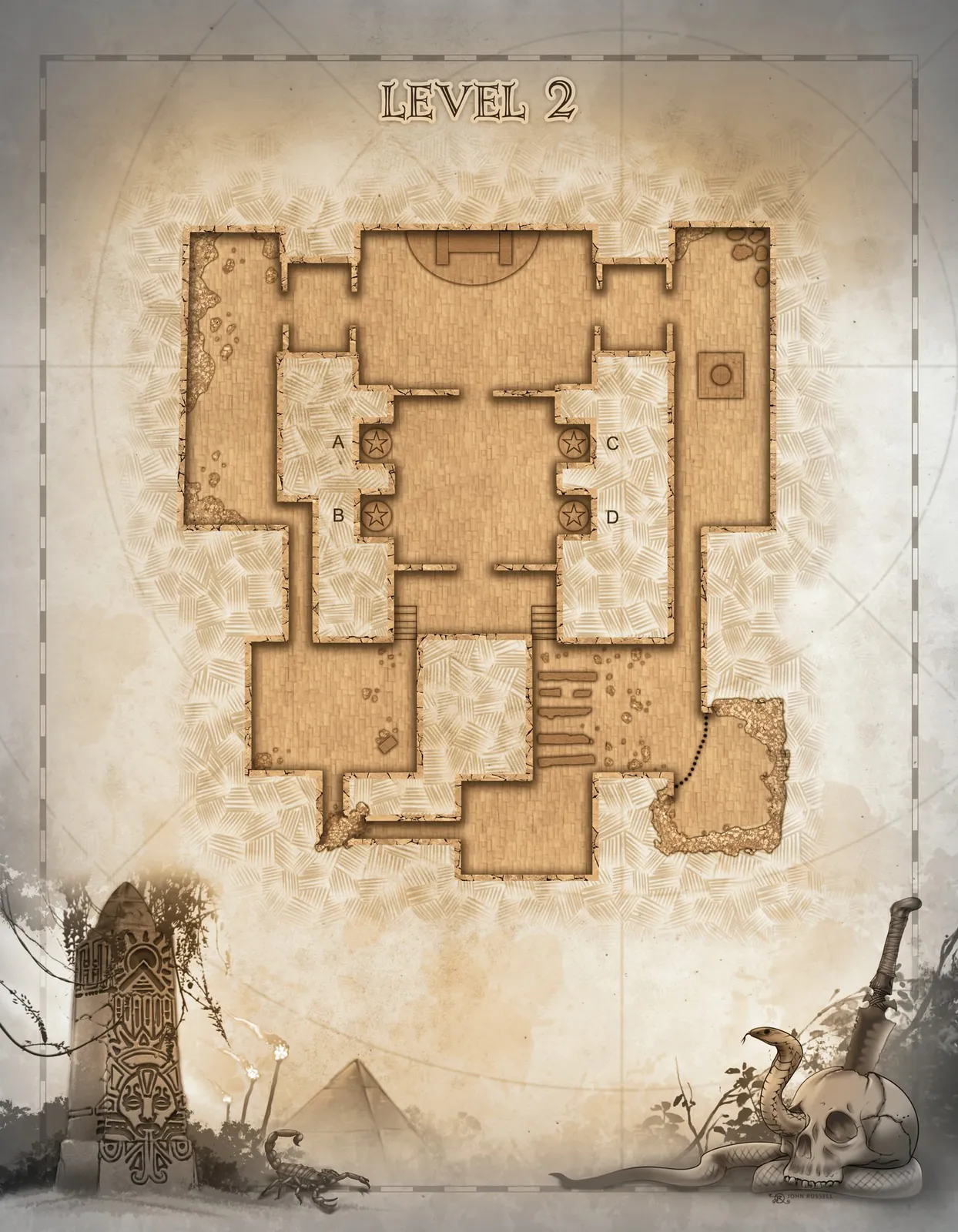Mummy Bride Level 2 fantasy art print dungeon layout