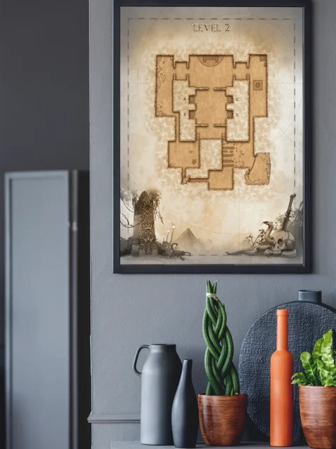 Mummy Bride Level 2 fantasy art print showing corridors