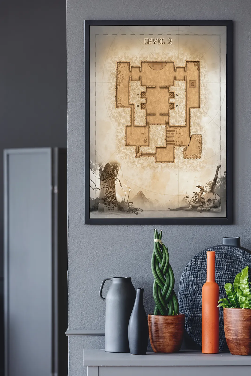 Mummy Bride Level 2 fantasy art print showing corridors