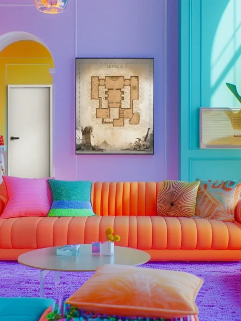 Top-down dungeon map with fortified rooms