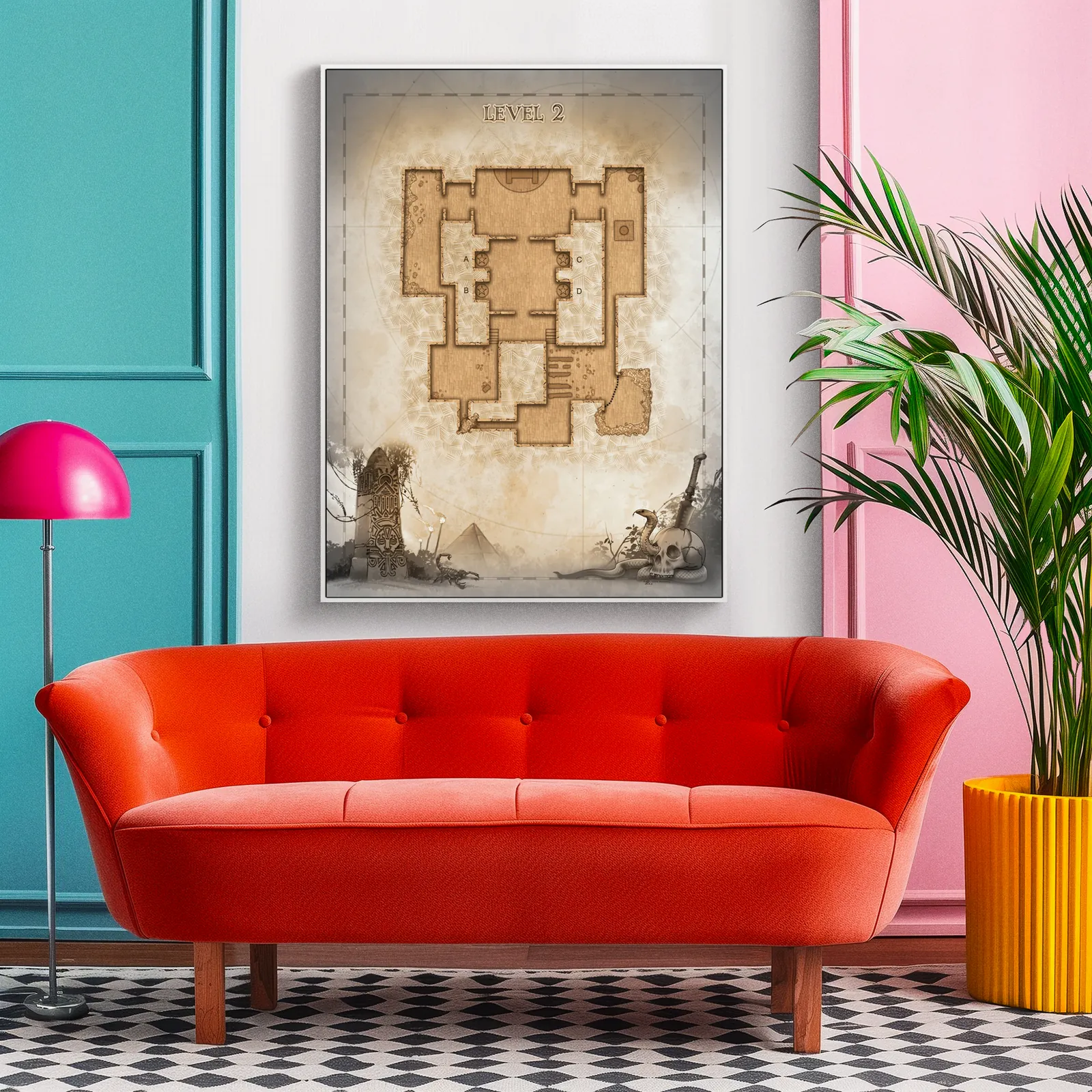 Illustrated fantasy dungeon level design