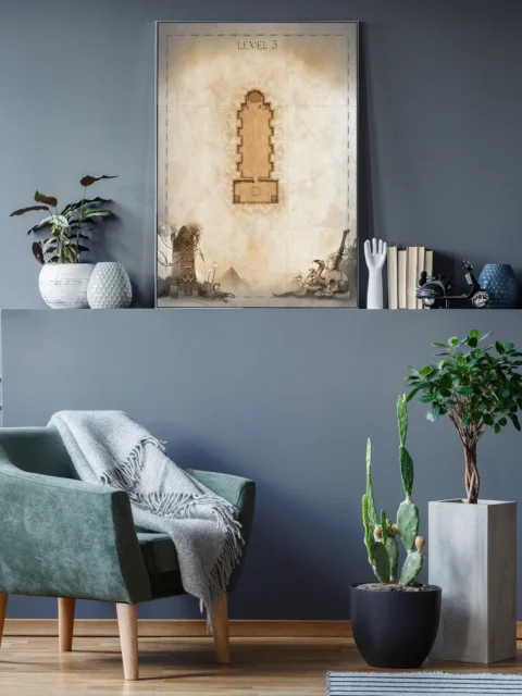 Mummy Bride Lvl 3 canvas wall art with linear dungeon