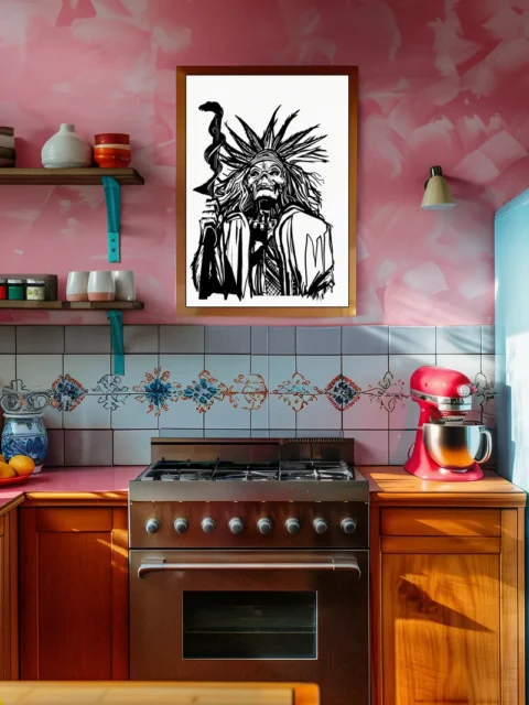 Mummy Bride fantasy canvas art in high contrast style