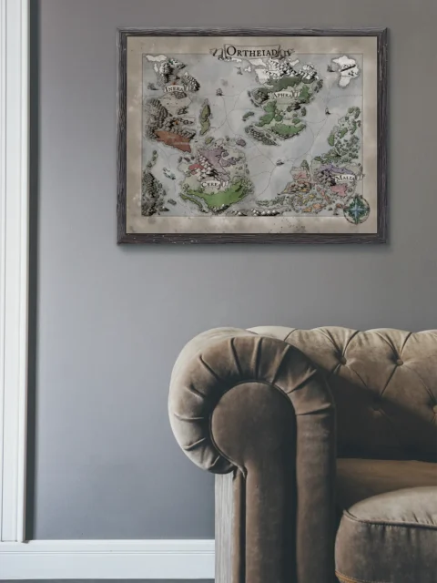 Fantasy Ortheiad archipelago world map canvas illustration