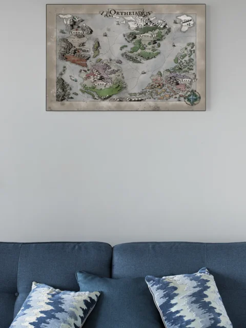 Tabletop world illustration focused on naval exploration