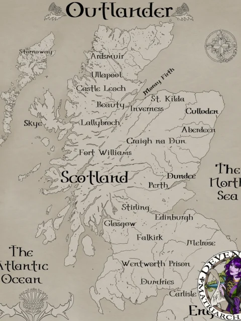 Outlander Scotland historic highlands world map canvas