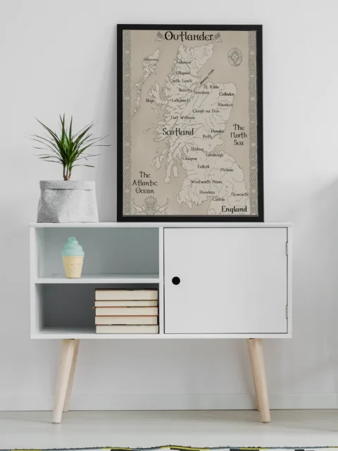 Fantasy Outlander Scotland highlands world map canvas illustration