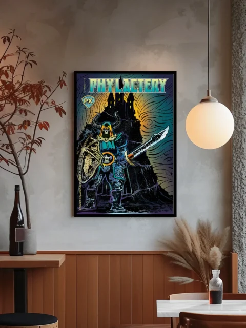 Horned warrior holding sword and shield