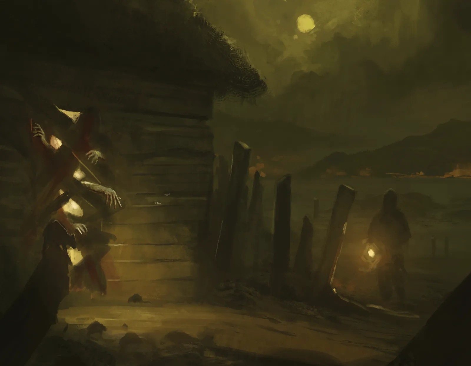 Plagueborn fine art canvas showing a diseased shoreline