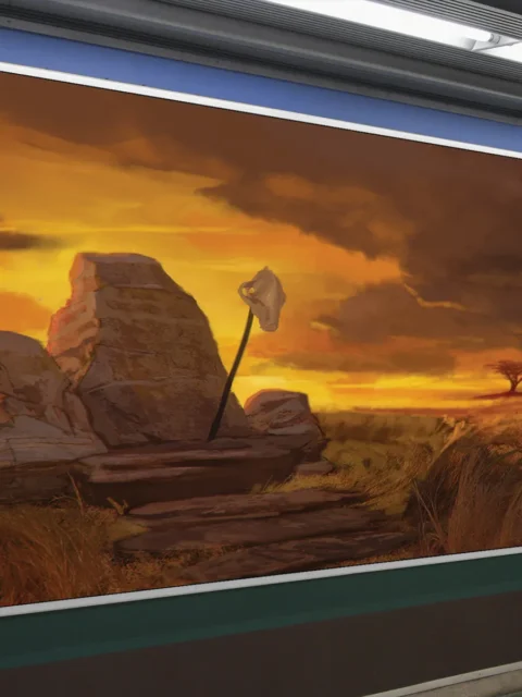 Plains Gnolls fantasy canvas art print with a weathered stone marker