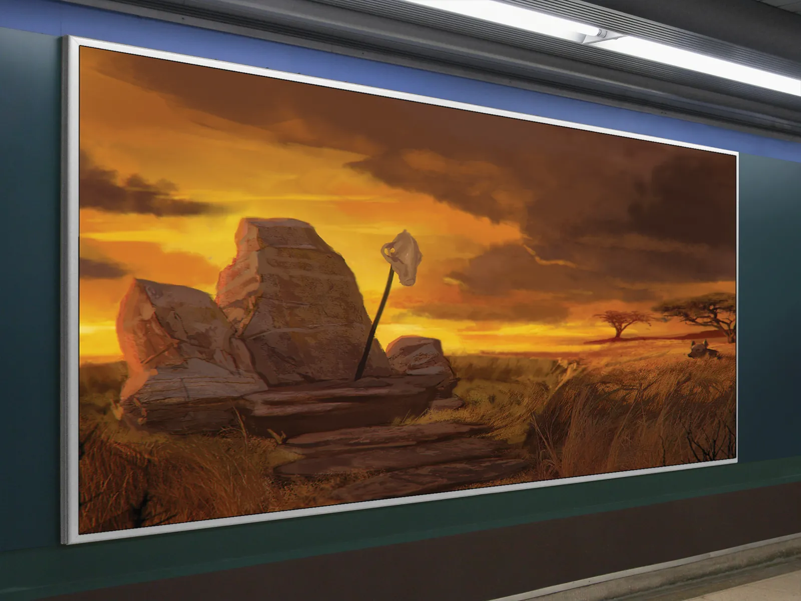 Plains Gnolls fantasy canvas art print with a weathered stone marker